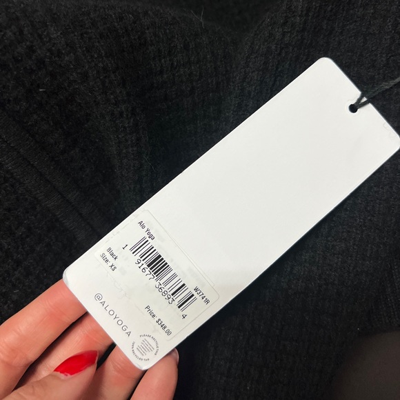 Alo Cashmere Plush Waffle Full Zip Hoodie - Picture 8 of 10